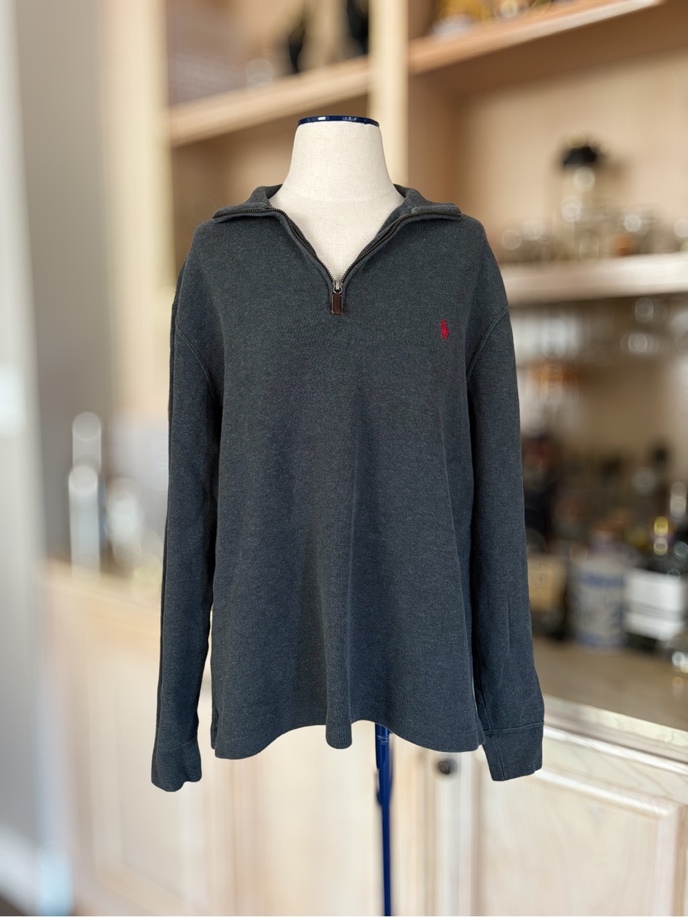 Polo by Ralph Lauren Men's Quarter-Zip Deep Gray Pullover
